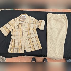 Vintage 70s Polyester Pant Leisure Suit 2pc Set